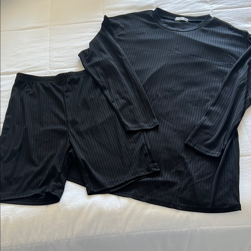 Amazon Black Ribbed Loungewear Set